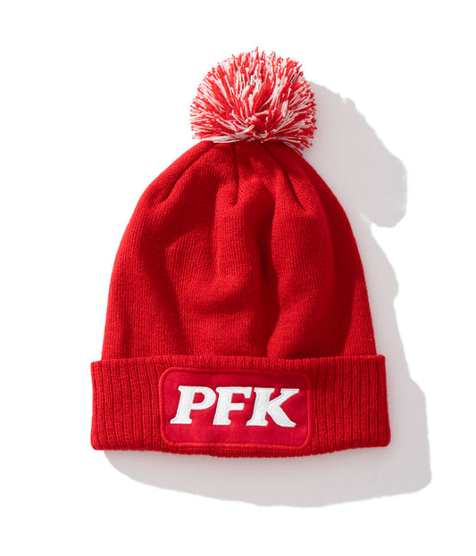 Bonnet à pompon rouge avec logo PFK