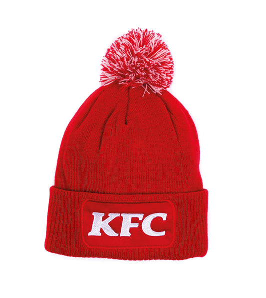 Bonnet à pompon rouge avec logo KFC